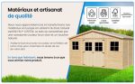 Abri de jardin en bois 8 m² avec fenêtres portes doubles et toiture étanche