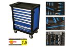 Chariot d’atelier 7 tiroirs avec 207 outils charge totale 400 kg verrouillage central roues avec freins