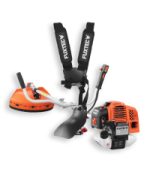 Débroussailleuse thermique 52 cm3 3 CV largeur de coupe 32 cm tête double fil lame 3 dents réservoir 1,2 L