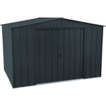 Abri de jardin métal 4,37 m² acier galvanisé portes coulissantes ventilation toit renforcé