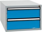 Bloc tiroirs pour établi 4 tiroirs acier 70 x 53 x 65 cm – HxLxP 40x53x70cm – 2x tiroir, Gris Clair/Bleu Clair