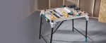 Établi multifonction pour machines 120 kg réglable en hauteur et pliable
