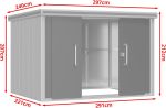 Abri de jardin en métal toit plat porte coulissante gris