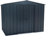 Abri de jardin métal 4,37 m² acier galvanisé portes coulissantes ventilation toit renforcé – 8 x 6 Titan, Gris