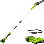Tronçonneuse à batterie 40 cm 40 V moteur sans balais vitesse chaîne 20 m/s anti-rebond 2 batteries 2Ah chargeur – 20cm, avec batterie
