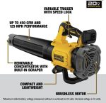 Souffleur sans fil 20 V débit 450 CFM niveau sonore 66 dB avec buse concentrateur format portatif