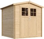 Abri de Jardin en Bois avec Sol TRAITÉ – Stockage extérieur I216xL206xH218 cm/ 3.53 m2 Petit abri à Outils, Local à vélos – Toit imperméable, fenêtres TIMBELA M343C+M343G