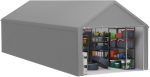 Abri de jardin PE 24 m³ avec parois latérales amovibles – 4x8m, Gris
