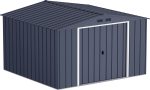Abri de jardin en métal 9,16 m2 portes coulissantes ventilation – 10 x 10 Gable Roof, seize if grey