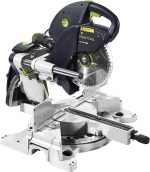 Scie à onglets radiale 230 V 1200 W lame 216 mm projecteur LED équerre d’angle – KAPEX KS 120 REB, Noir