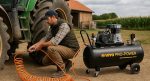 Compresseur d’air 200 L 3000 W 10 bars à courroie sur roues