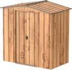 Abri de jardin métal 4,37 m² acier galvanisé portes coulissantes ventilation toit renforcé – 6 x 4 Top, Grain de bois marron