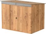 Duramax TOP Shed 8 x 6 4.37 m² Abri de jardin en métal, fabriqué en acier galvanisé, structure de toit renforcée, sans entretien et résistant aux intempéries, Grain de bois