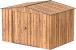 Abri de jardin métal 4,37 m² acier galvanisé portes coulissantes ventilation toit renforcé – 10 x 8 Top, Woodgrain