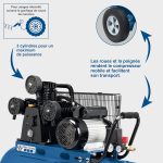 Compresseur d’air 400 V cuve 100 L 10 bar tri-cylindres entraînement par courroie 550 L/min