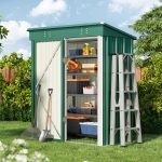 Abri de jardin métal 155 x 87 x 180 cm porte verrouillable – Vert