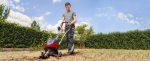 Motobineuse sans fil 2×18 V largeur 30 cm profondeur 20 cm avec 2 batteries 3,0Ah et chargeur double
