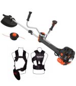 Débroussailleuse thermique 52 cm3 3 CV largeur de coupe 32 cm tête double fil lame 3 dents réservoir 1,2 L