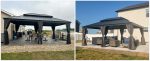Tonnelle de jardin 5,45 x 3,65 m en aluminium avec rideaux et moustiquaire