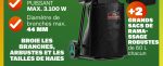 Broyeur de végétaux électrique 2800 W 44 mm 2 sacs 60 L inversion rotor 240 V