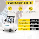 Compresseur d’air sans huile 50 L 750 W 230 V 8 bar 2 manomètres débit 170 L/min 1450 tr/min sur roues