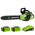 Tronçonneuse à batterie 40 cm 40 V moteur sans balais vitesse chaîne 20 m/s anti-rebond 2 batteries 2Ah chargeur