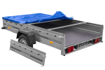 Remorque à un essieu sur ressorts UNITRAILER Garden 265/R KIPP 264×150 châssis H-0 bâche bleue