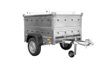 Remorque un essieu 150×106 UNITRAILER GARDEN 150 KIPP ridelles supplémentaires capot aluminium PTAC 750 kg