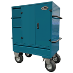 Malle de concours Midi Azur 137,5x100x60 cm acier laqué 2 selles 3 tiroirs